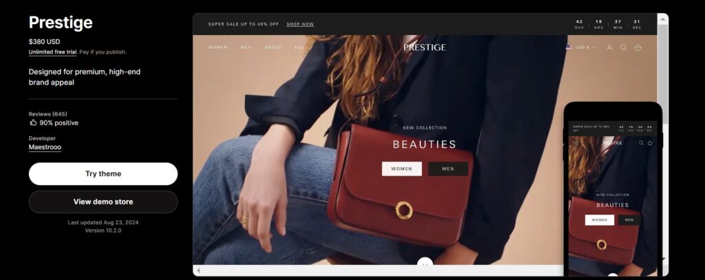 Prestige shopify theme