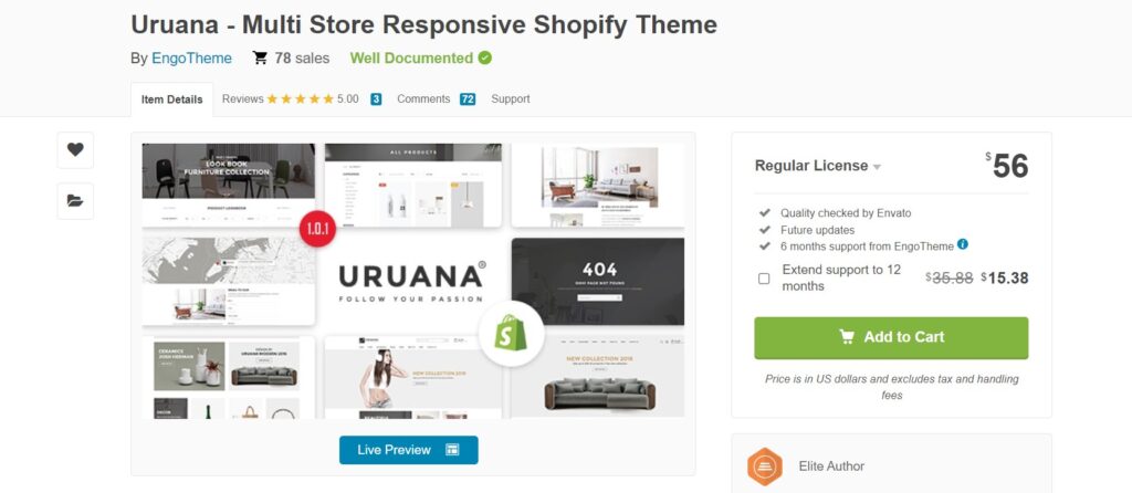 Urana Shopify theme by Design dot store